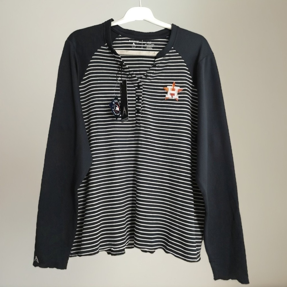 Antigua Houston Astros Striped Long Sleeve Tee - Sporty Chic XL - Picture 2 of 6